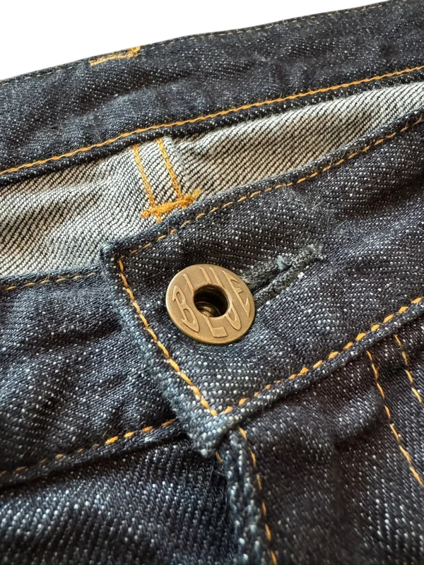 Japan Blue Jeans JB0522 selvedge denim jeans W34 detail view, curated secondhand from Stable Studios