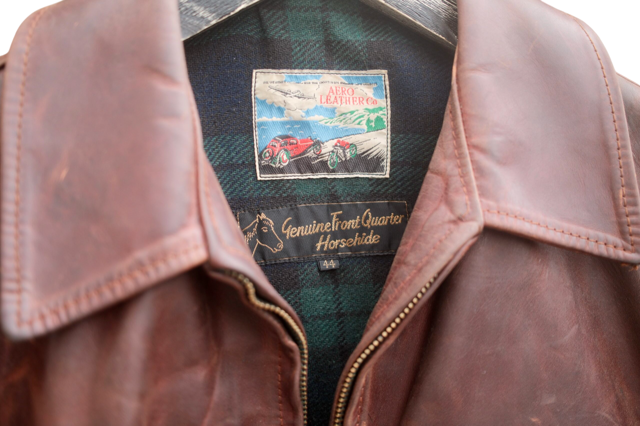 Aero Leather Co. Highwaymen Leather Jacket 44 detail view.